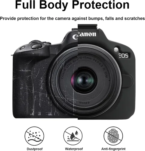 Miniatura 4 de BOVKE Funda protectora de silicona para cámara Canon EOS R50 sin espejo, funda suave para cámara Canon EOS R50, funda de video para vlogging, funda