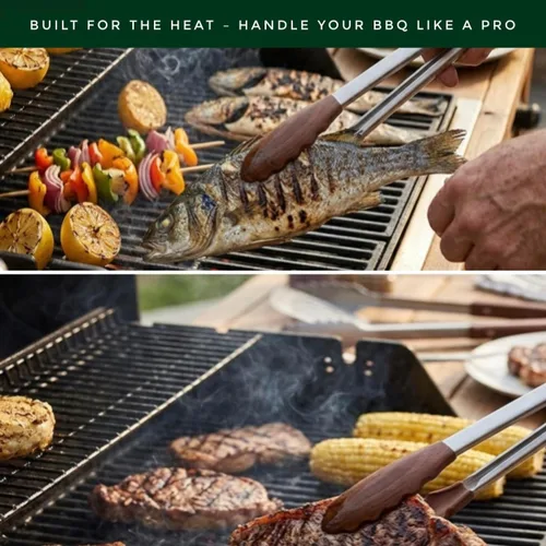 Miniatura 4 de Pinzas de cocina de madera de nogal – Pinzas de madera antiadherentes seguras para ensalada y parrilla de 12 pulgadas para cocinar, servir, asar