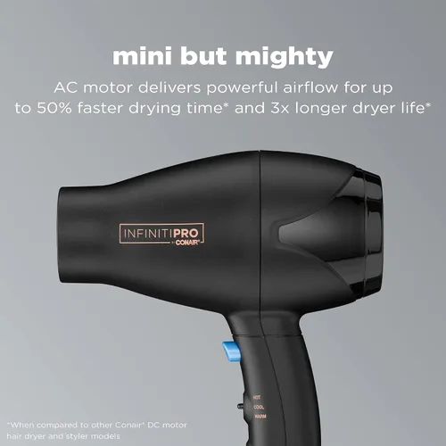 Miniatura 2 de INFINITIPRO by Conair - Secador de pelo de viaje, potente mini compacto, ligero, profesional con motor de CA (paquete de 4)