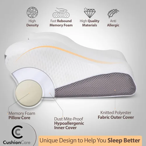 Miniatura 3 de Almohada para aliviar el dolor de cuello y hombros, almohada de contorno de espuma viscoelástica cervical, diseño ergonómico ortopédico que alinea