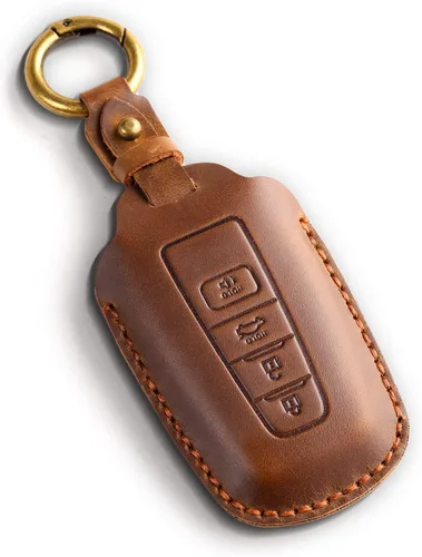 Miniatura 8 de OFFCURVE Funda protectora de cuero para llavero de automóvil compatible con Toyota Camry Corolla Highlander RAV4 Avalon Prius C-HR GT86 4Runner