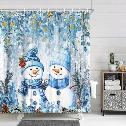 Miniatura 5 de Divertida cortina de ducha de Navidad, linda cortina de ducha de Papá Noel desnudo corriendo loco para baño, moderna cortina de baño de tela