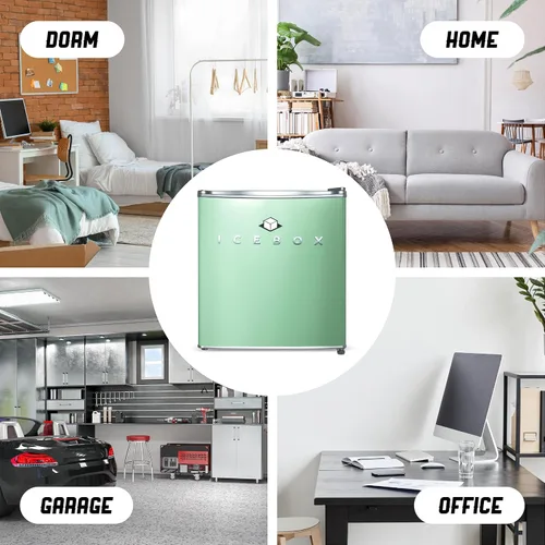 Miniatura 5 de ICEBOX Refrigerador compacto de 1.7 pies cúbicos, refrigerador pequeño certificado ENERGY STAR, mini refrigerador de una sola puerta con Verde menta