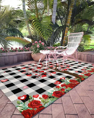Miniatura 6 de Alfombra de área para interiores de 3 x 5 pies, alfombra antideslizante para el día de San Valentín para habitación de los niños, árbol de amor
