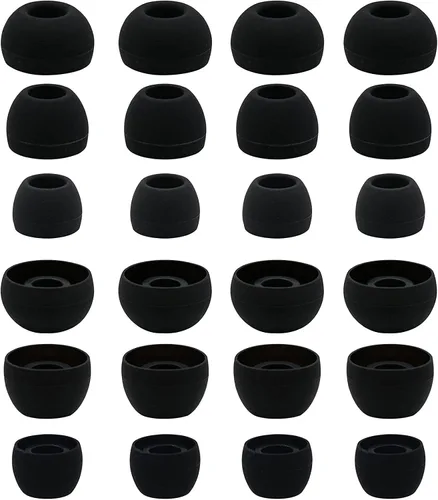 12 pares de puntas de auriculares de silicona de repuesto compatibles con Skullcandy Sesh Evo y otros auriculares de 3.8mm a 5.5mm, S/M/L Negro