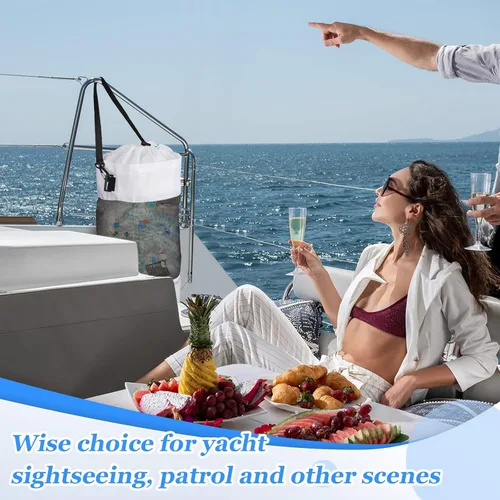 Miniatura 6 de Paquete de 2 accesorios portátiles para barcos, bolsas de basura de malla, contenedor de basura para barco, kayak, cámper, pesca, cabina, Blanco