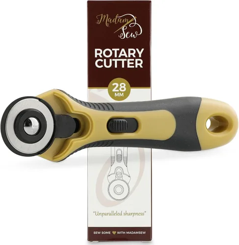 Madam Sew Cortador rotativo de 1.102 in para tela | Herramienta de corte de tela de precisión con hoja de acero de tungsteno y protector de