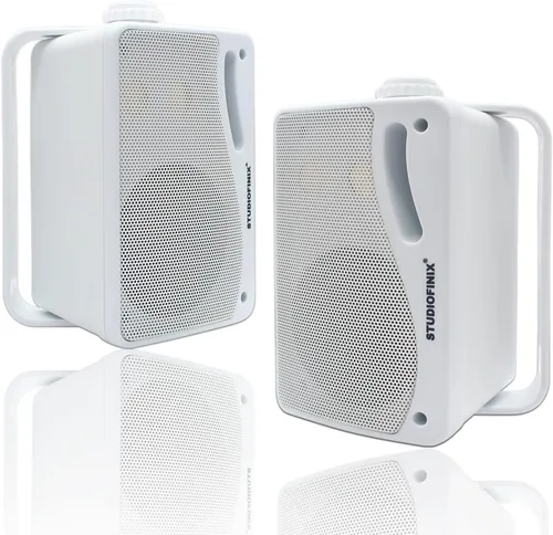 STUDIOFINIX Altavoces Bluetooth al Aire Libre de 3.5 Pulgadas Impermeables con Cable, Altavoces de Pared de 3 Vías de 200W de Calidad Premium, Ideal