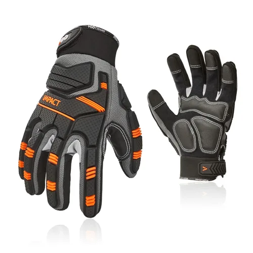 Miniatura 11 de Vgo - 1 par de guantes de piel sintética para protección de impactos, para mecánicos y perforadores, alta destreza, reducción de vibraciones