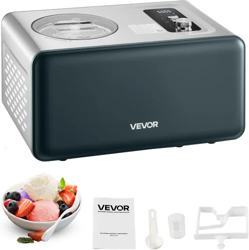 Miniatura 13 de VEVOR Fabricante de helados automática con compresor integrado, 2 cuartos de galón, máquina de yogur de frutas sin precongelación