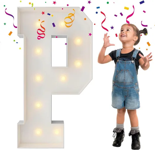 Miniatura 68 de Letras iluminadas con marco de 3 pies de alto, letras enormes con marco, marco de globos en mosaico, letra grande para decoraciones de compromiso