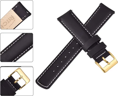 Miniatura 4 de Ritche - Correa de reloj de cuero de liberación rápida, 18, 19, 20, 21, 22, 23 y 24mm