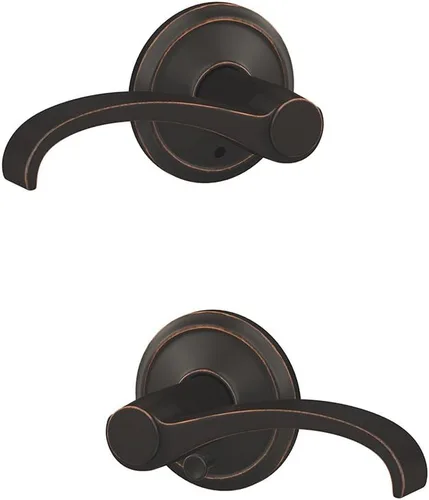 Miniatura 2 de Schlage Custom FC21 WIT 716 ALD Whitney - Manija con cerradura para pasillos y armarios y baño Alden, bronce envejecido