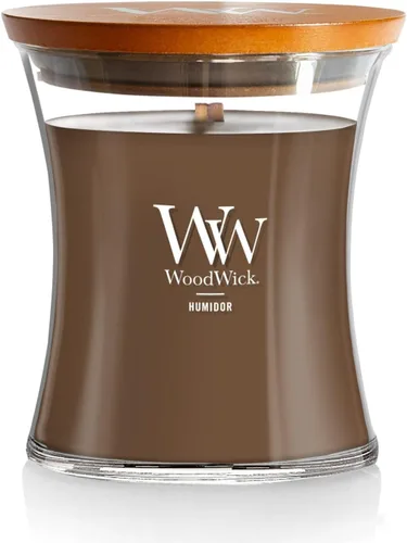 Miniatura 13 de WoodWick Santal Myrrh - Vela grande en frasco con forma de reloj de arena, cera de mezcla de soya prémium, mecha de madera Pluswick Innovation