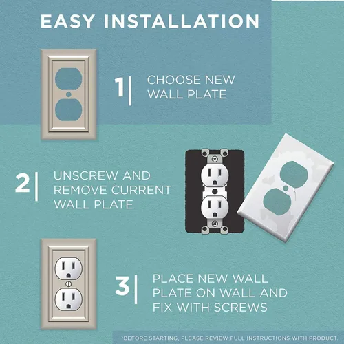 Miniatura 8 de Franklin Brass Placa de pared clásica con cuentas (1 unidad) para interruptor de luz, color blanco puro, protector de palanca de 1 banda, toma