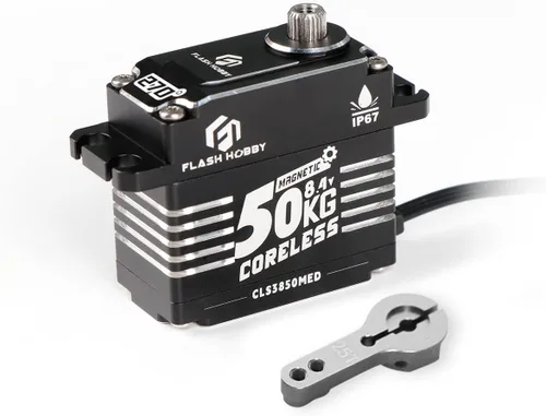Servo sin núcleo de 110.2 lbs, servo de alto par de torsión de 8.4 V, servo de engranaje de metal completo con IP67 impermeable y soporte magnético
