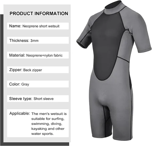 Miniatura 4 de Traje de neopreno de 0.118 in para hombre y mujer, de piel lisa, de neopreno, con cremallera trasera, agua fría, mantiene el calor para surf