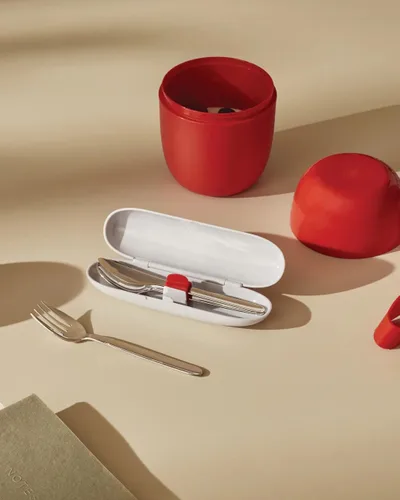 Miniatura 4 de Alessi SA04S3 G Food à porter Juego de cubiertos de viaje. Estuche en resina termoplástica, gris