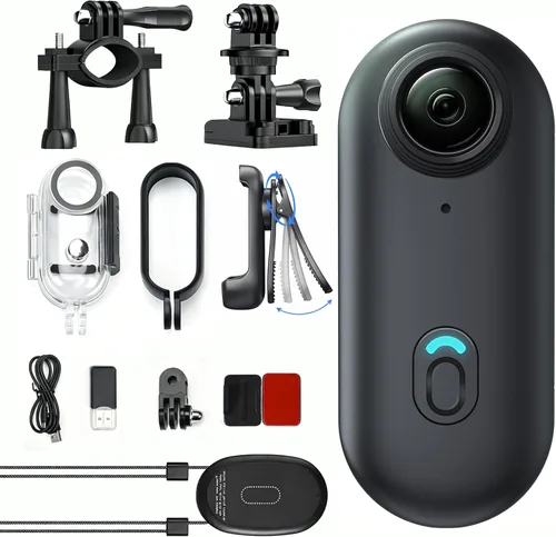 Miniatura 4 de JETO Mini cámara corporal 4K, cámara de acción POV con clip con cordón magnético, clip trasero giratorio, gran angular de 150°, funda impermeable
