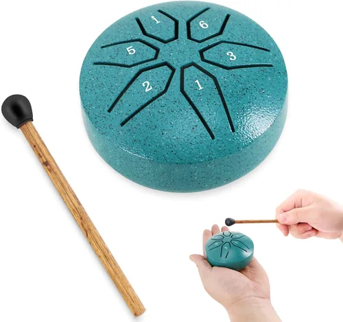 Miniatura 11 de EASTROCK Mini Tambor de Lengua de Acero para Niños 3 Pulgadas 6 Notas Instrumento de Percusión Handpan Clave de Do con Mazos, Libro de Música Violeta