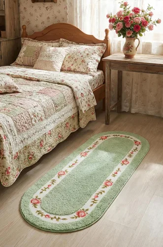 Miniatura 3 de Stay Young Alfombra decorativa con diseño de rosas y flores, para dormitorio, sala de estar, baño, cocina, diseño romántico resistente a
