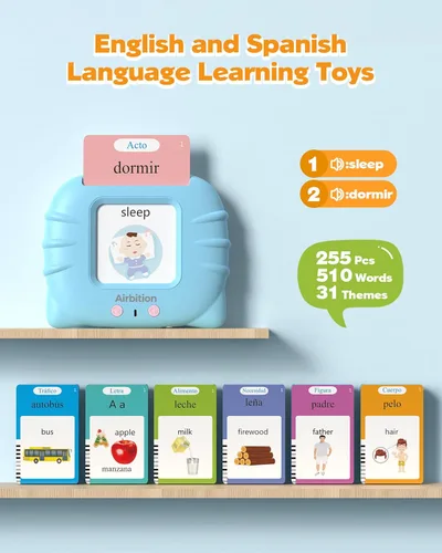 Miniatura 2 de Airbition Tarjetas Didácticas Parlantes Bilingües en Español e Inglés para Mayores de 2 Años, Herramientas de Terapia del Habla de Bolsillo con 512