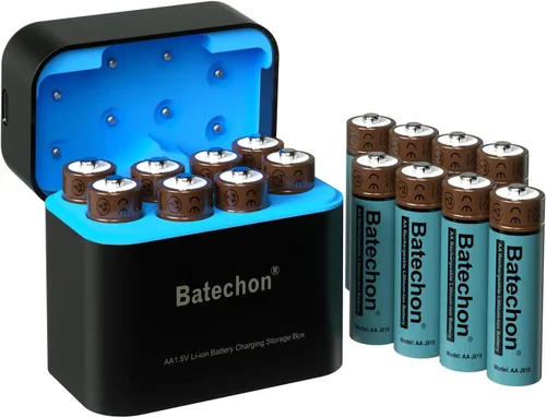 Miniatura 8 de 2 baterías de litio recargables AA, batería AA de 1.5 V 3700 mWh, recargable, compatible con cámara de rastro y controlador de juego, etc.