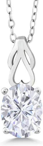Miniatura 66 de Gem Stone King Collar de plata de ley 925 con piedra natal ovalada de 0.354 x 0.276 in Collar con colgante solitario para mujer Con cadena