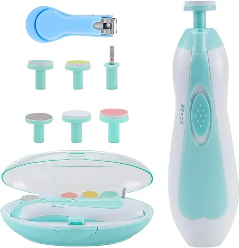 Cortaúñas para bebés, recortador de uñas eléctrico para recién nacidos, niños pequeños o adultos, cuidado de las uñas, 6 cabezales de molienda y luz