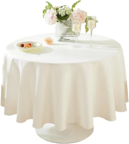 Miniatura 22 de Paquete de 2 Manteles Redondos de 120 Pulgadas de Carbón, Mantel de Poliéster Lavable para Uso en el Hogar, Fiestas, Bodas o Restaurantes.