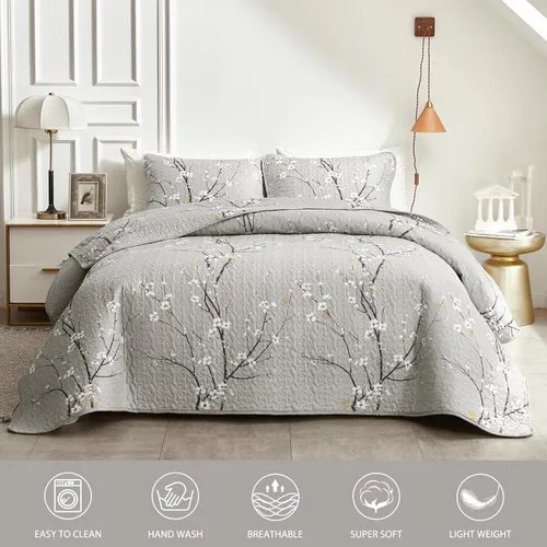 Miniatura 2 de UOZZI BEDDING - Juego de edredón reversible de 3 piezas de microfibra suave, tamaño Queen matrimonial 88 x 88 pulgadas, para todas las estaciones