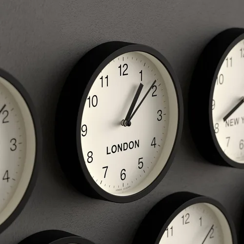 Miniatura 4 de JONES CLOCKS® London Time Zone Reloj de pared Reloj redondo pequeño y moderno 8 pulgadas Negro Números fáciles de leer Ideal para cocinas
