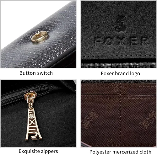 Miniatura 5 de FOXER Cartera de cuero para mujer, cartera de embrague plegable para mujer, talla única