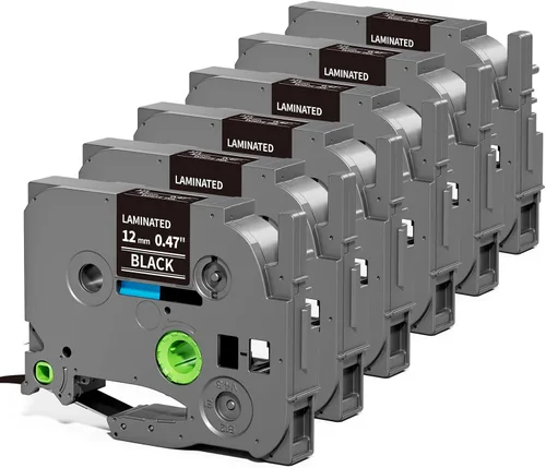 Miniatura 16 de Paquete de 6 cintas para etiquetar de 0.472 in, 0.47 pulgadas, repuesto para cinta de etiquetas Brother P Touch TZe131 TZ-131, compatible