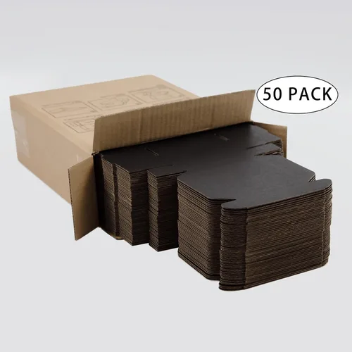 Miniatura 6 de SUNLPH - Paquete de 50 cajas de envío pequeñas de 4x4x1 pulgadas, cajas de cartón corrugado negras, caja de embalaje para mudanza y envío Negro