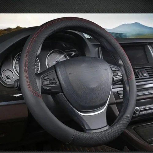 Miniatura 4 de Funda de cuero para volante de auto, camioneta y furgoneta, ajuste universal para 14, 15, 16, 17, 18, 19 pulgadas, máxima adherencia