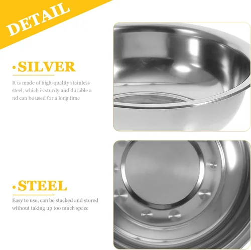 Miniatura 3 de BESTonZON Cuenco de metal para comida, platos de mezcla grandes, para hacer masa, lavabo para lavar alimentos, platos de cena, cuenco