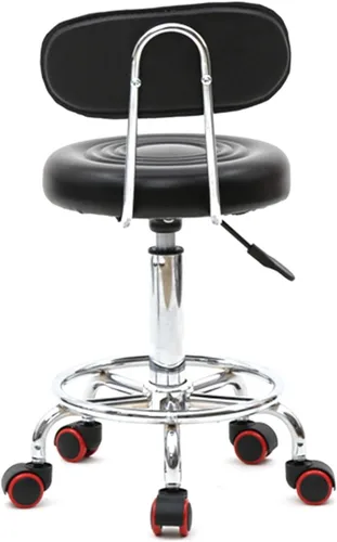 Miniatura 5 de Taburete giratorio para salón con soporte de espalda, taburete hidráulico ajustable con respaldo para masaje de belleza peluquero tatuaje
