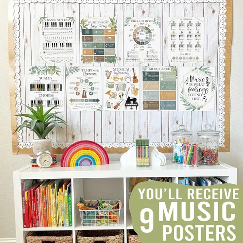 Miniatura 2 de Hadley Designs Decoración de aula de música – 9 pósteres de aula de música, pósteres de primaria, coro y solfeo, letreros de mano de solfeo e