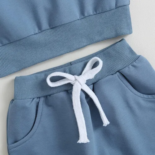 Miniatura 113 de Conjunto de ropa de otoño e invierno para bebé niño pequeño, sudadera de manga larga con colores contrastantes, pantalones elásticos para recién