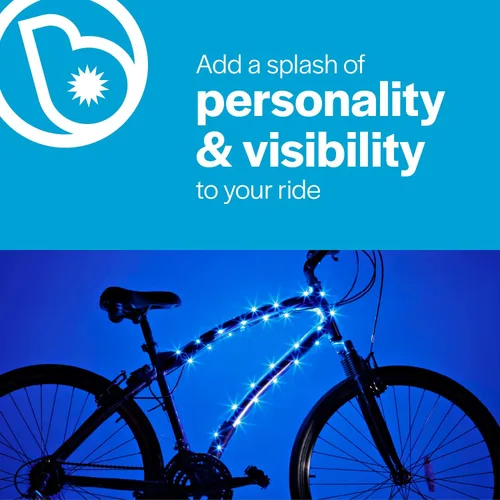 Miniatura 3 de Brightz CosmicBrightz - Cuerda de luz LED para marco de bicicleta, cuerda de 6.5 pies, funciona con pilas con interruptor de encendido/apagado, Azul
