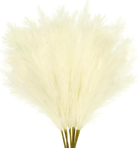 Miniatura 16 de obbsie 50 piezas de decoración de hierba de pampa falsa naranja quemado, 21.6 pulgadas de hierba pomposa artificial corta de otoño, ramas de hierba