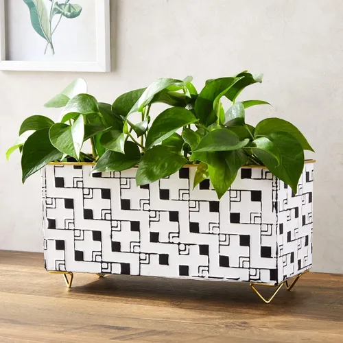 Miniatura 2 de Farmlyn Creek Maceta rectangular decorativa para hierbas y suculentas, decoración del hogar, cocina, baño, maceta de metal para mesa, balcones