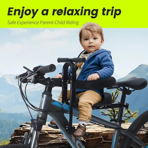 Miniatura 6 de Asiento de bicicleta para niños montado en la parte delantera y asiento de bicicleta para niños del manillar con barandilla desmontable montado