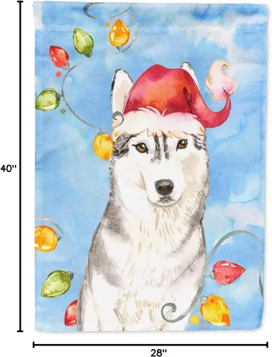 Miniatura 8 de Caroline's Treasures CK2484GF - Bandera decorativa para jardín de Alaskan Malamute con luces de Navidad, bandera decorativa para patio exterior