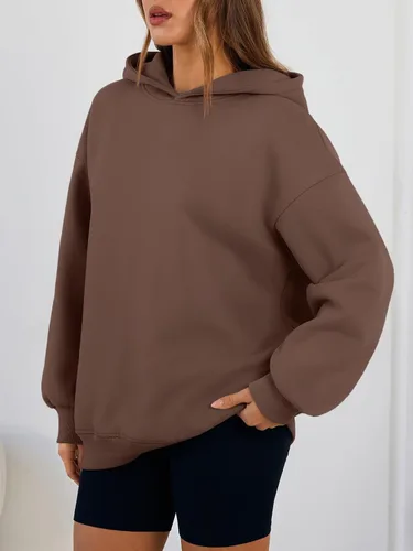 Miniatura 3 de Trendy Queen Sudaderas con capucha de gran tamaño para mujer, cómodas sudaderas de otoño a la moda 2025, trajes casuales de forro polar con bolsillos
