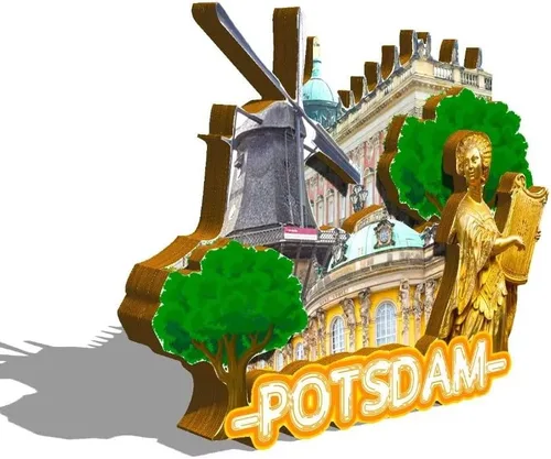 Miniatura 2 de Alemania Potsdam imán de nevera de madera 3D hitos de viaje coleccionables recuerdos decoración hecha a mano -293