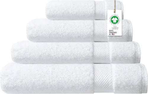 Miniatura 64 de Toallas 100% algodón orgánico de 22.93 oz/m² de felpa al tacto de secado rápido, paquete de 12 toallas de lavado de algodón orgánico, certificado