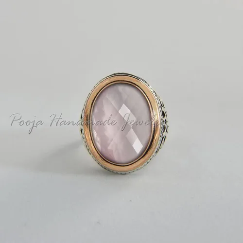 Miniatura 3 de 925 Sterling Silver Ring, Rose Quartz Men Ring, Men Handmade Statement Ring, Vintage Ring, Signet Men Ring, Pink Quartz Men Ring, Cocktail Ring, Two