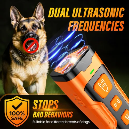 Miniatura 4 de YUYQA Dispositivo disuasorio de ladridos de perro, 3 veces ultrasónico antiladridos, 6 modos de entrenamiento, rango de 23 pies, no más ladridos